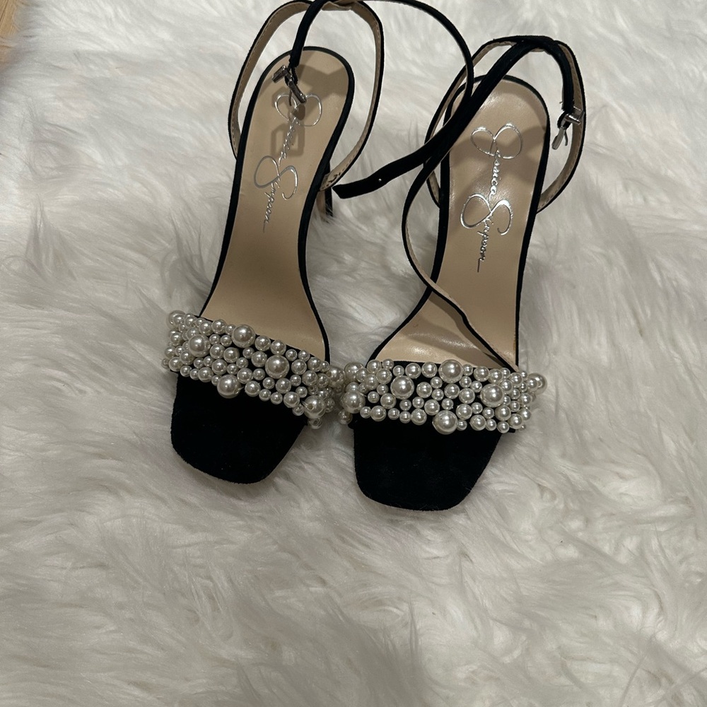 Jessica Simpson Black Crystal Embellished Heels
